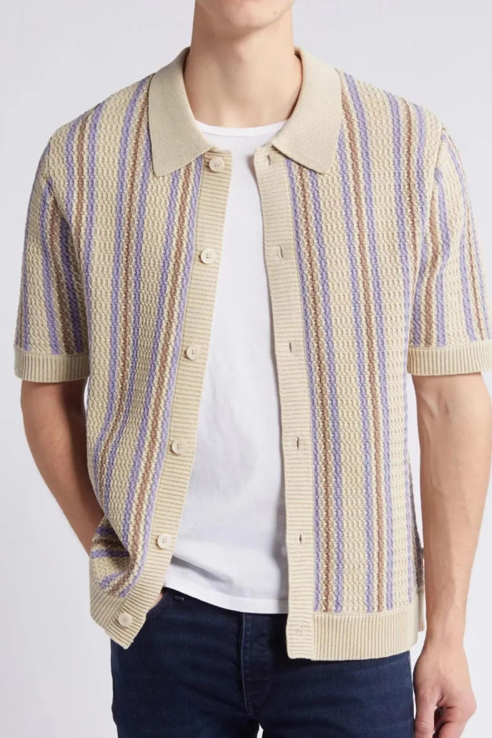 Chemise rayée à manches courtes pour homme grande taille    Elégance District