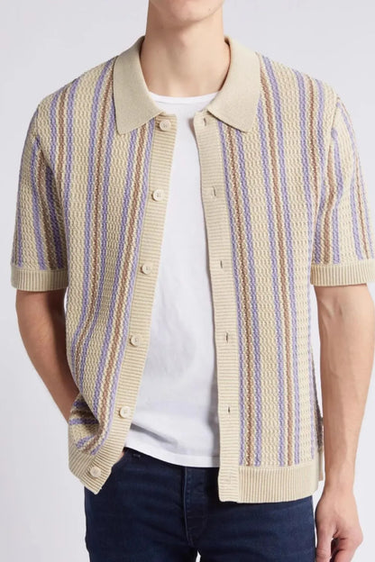 Chemise rayée à manches courtes pour homme grande taille    Elégance District