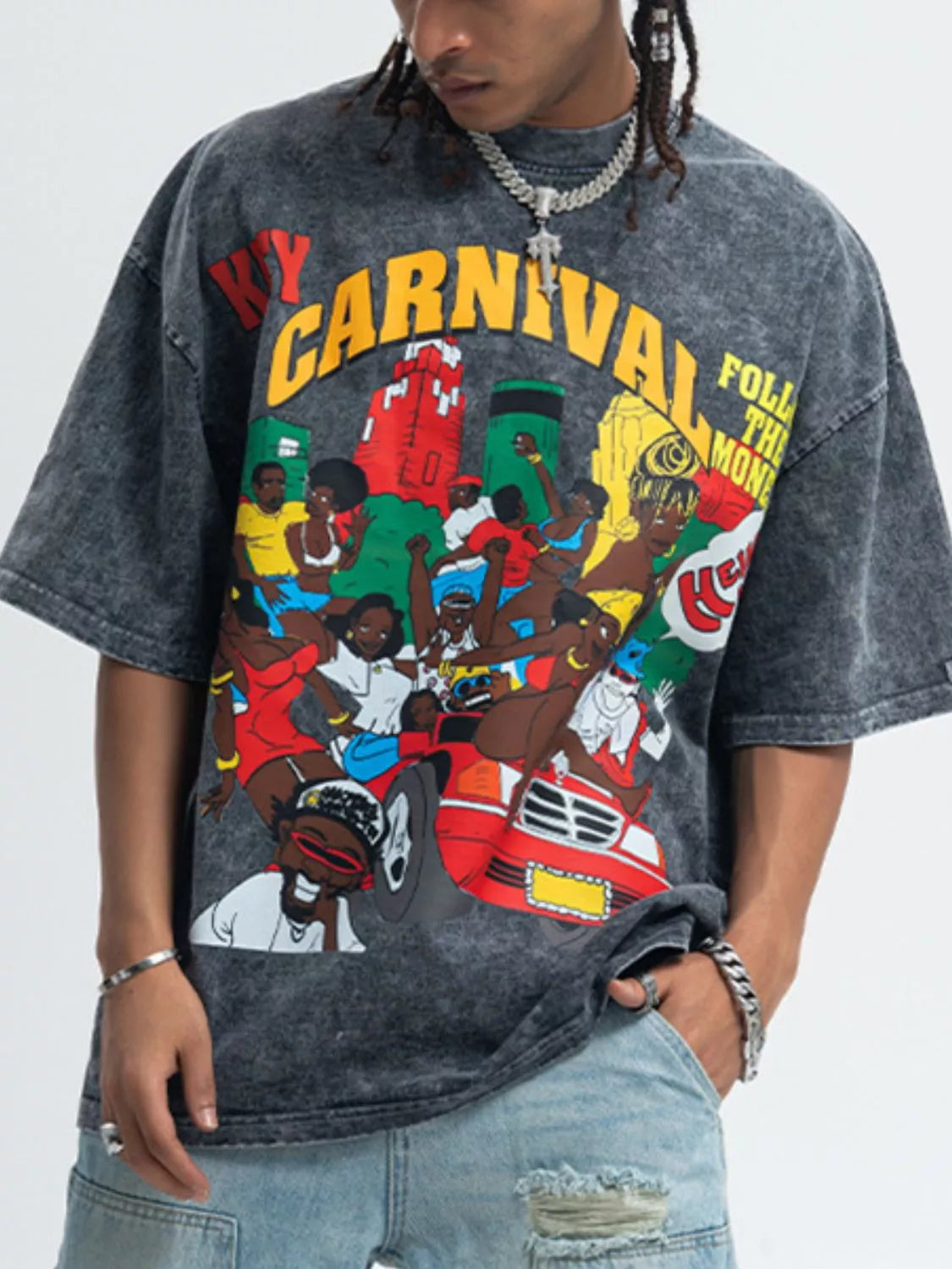 T-shirt à manches courtes et col rond pour homme avec motif graphique