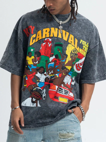 T-shirt à manches courtes et col rond pour homme avec motif graphique