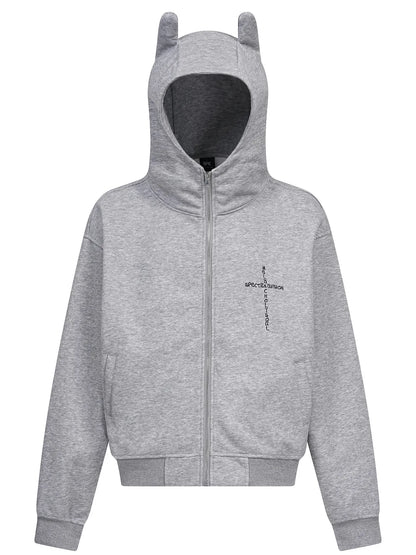 Sweat à capuche zippé avec cornes de diable   Elégance District