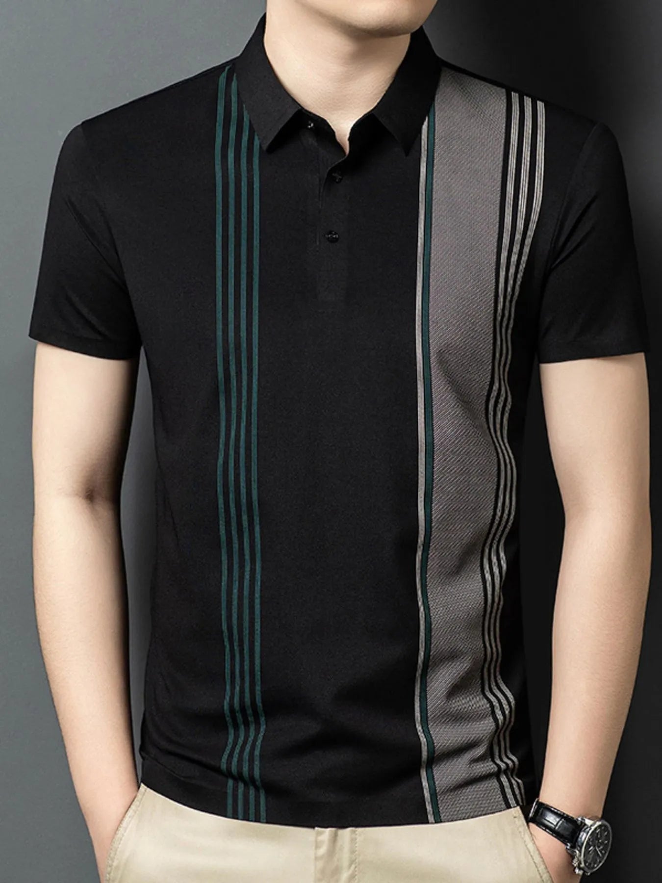 Polo à manches courtes contrastées pour homme grande taille   Elégance District