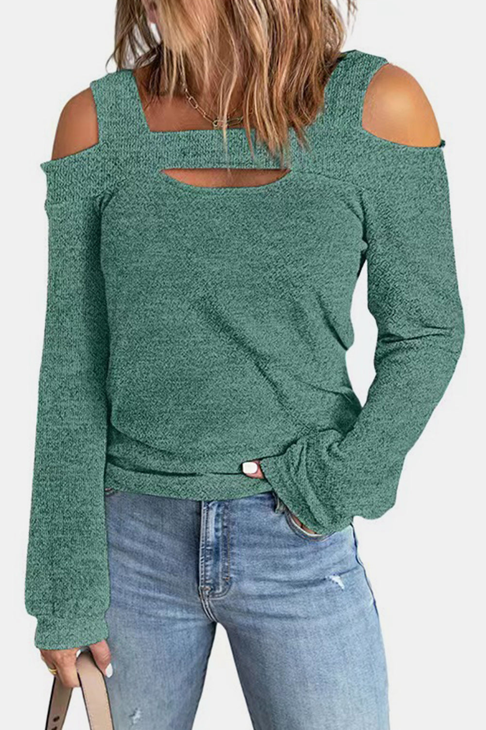 Blouse épaules dénudées à découpes intégrales - Élégance District 