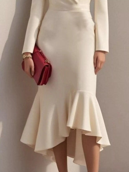 Robe blazer midi à manches longues et ourlet volanté   Elégance District