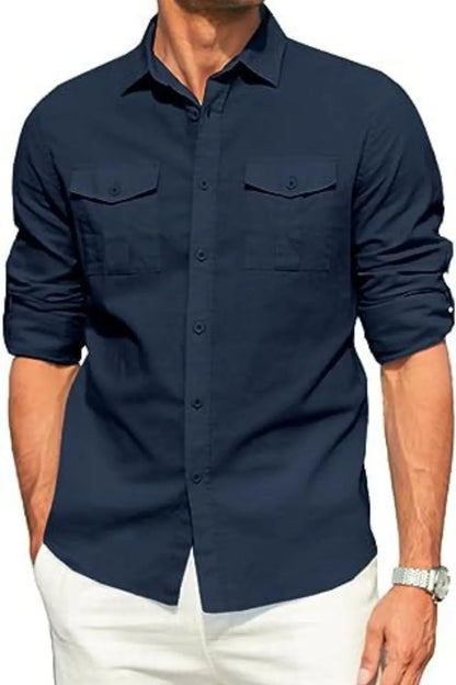 Chemise à manches longues boutonnée pour homme grande taille    Elégance District
