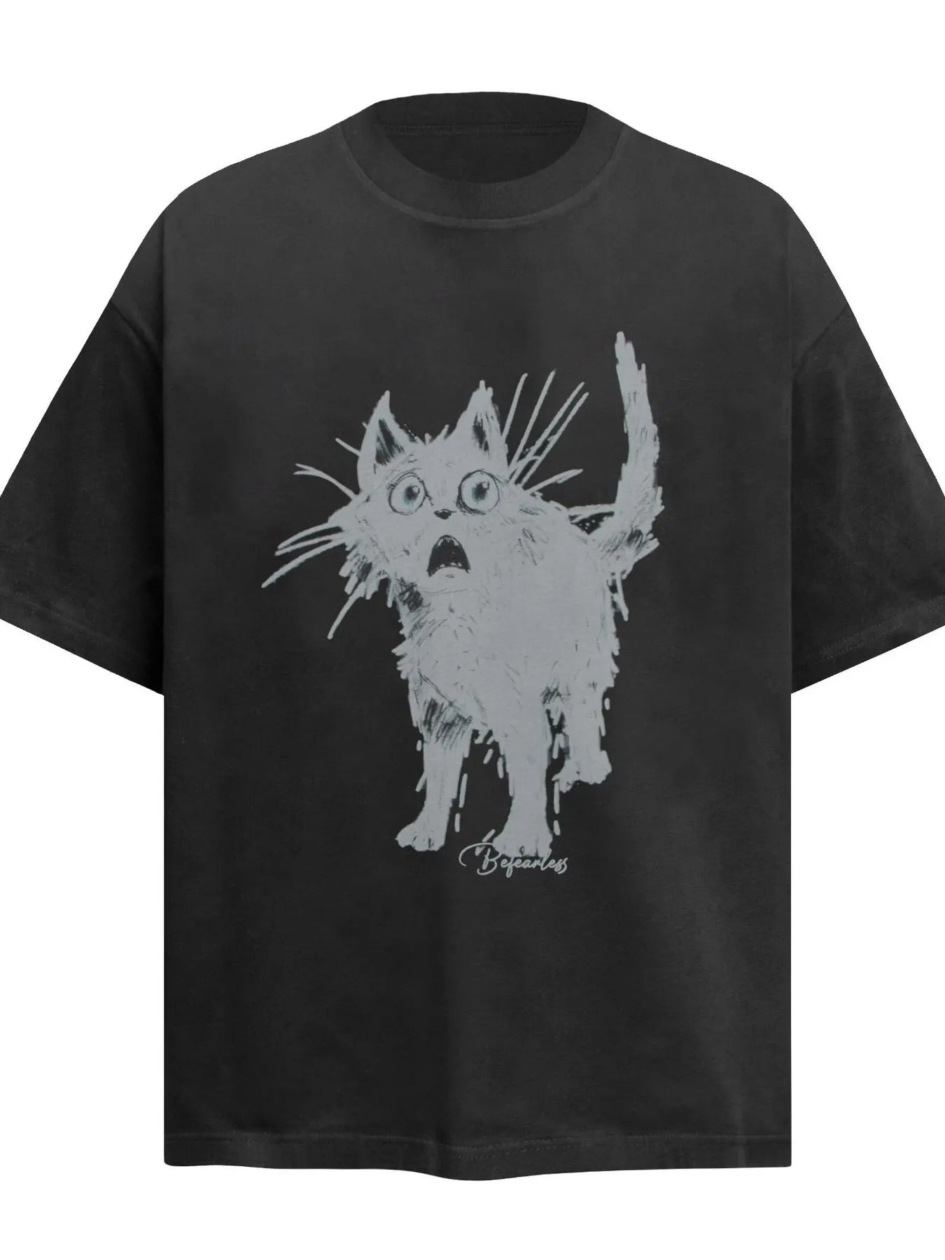 T-shirt oversize à manches courtes pour homme avec motif chat    Elégance District