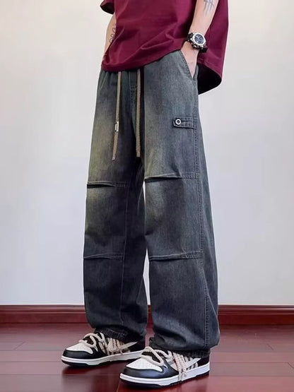 Jeans homme grande taille, jambes larges, délavage standard   Elégance District