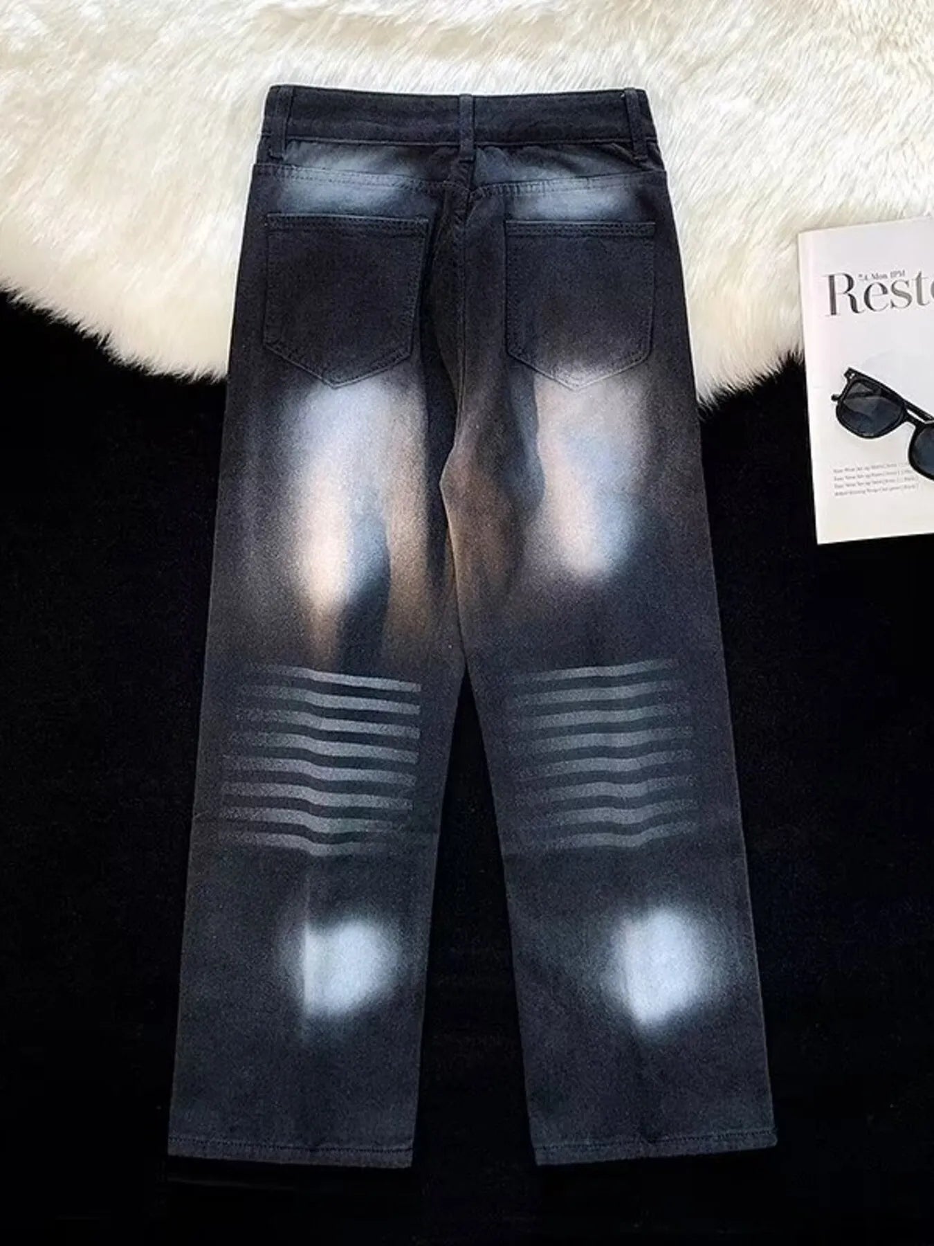 Jean homme grande taille, jambes larges, délavage standard   Elégance District