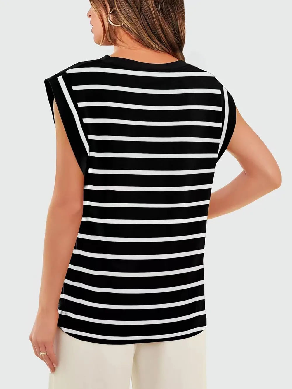 T-shirt Rayé Femme Col Rond - Élégance District
