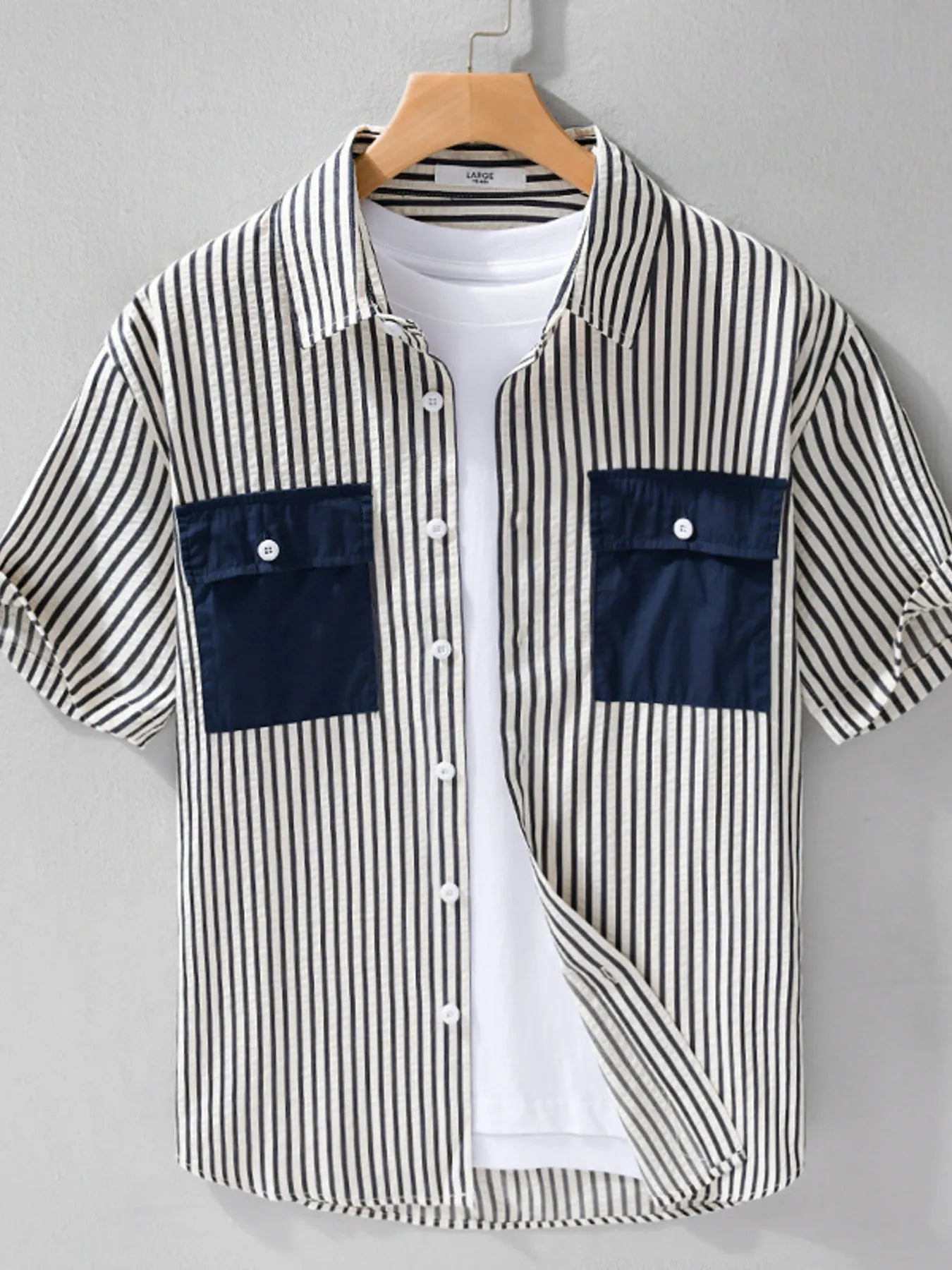 Chemise rayée à manches courtes pour homme grande taille   Elégance District