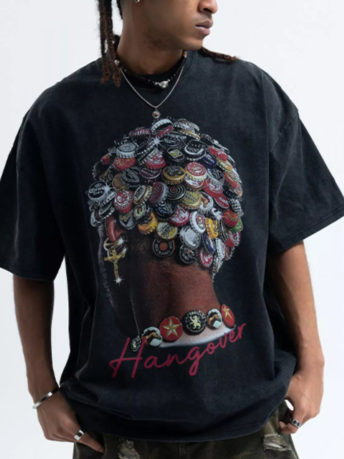 T-shirt graphique à col rond pour homme, effet vintage  Elégance District