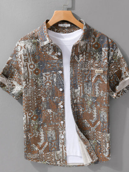 Chemise à manches courtes boutonnée pour homme grande taille    Elégance District