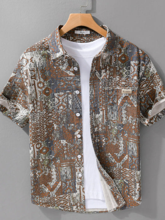 Chemise à manches courtes boutonnée pour homme grande taille    Elégance District