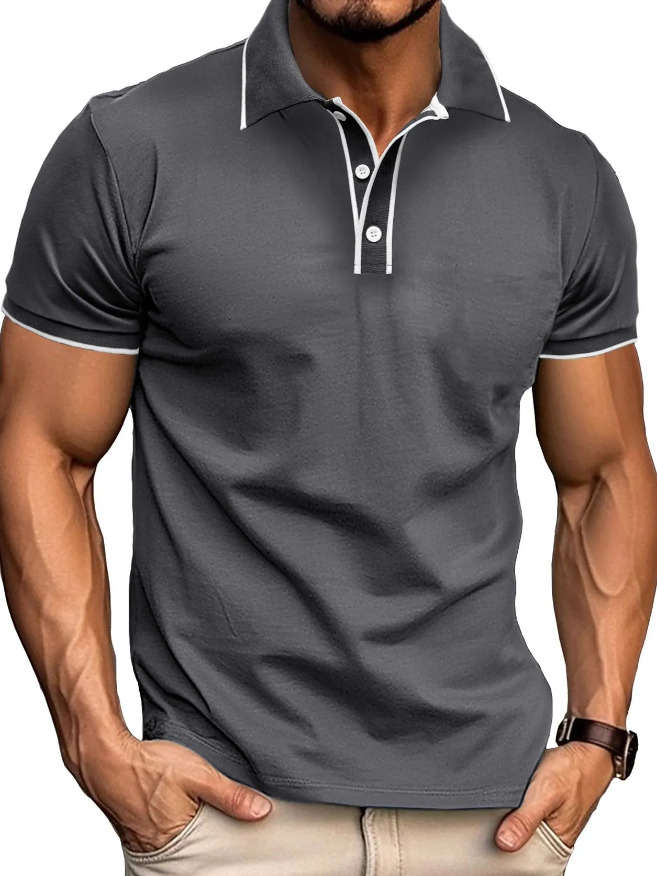 Polo homme coupe ajustée avec finitions contrastées   Elégance District