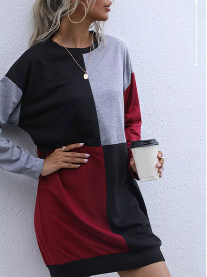 Mini Robe décontractée à manches longues et blocs de couleur   Elégance District