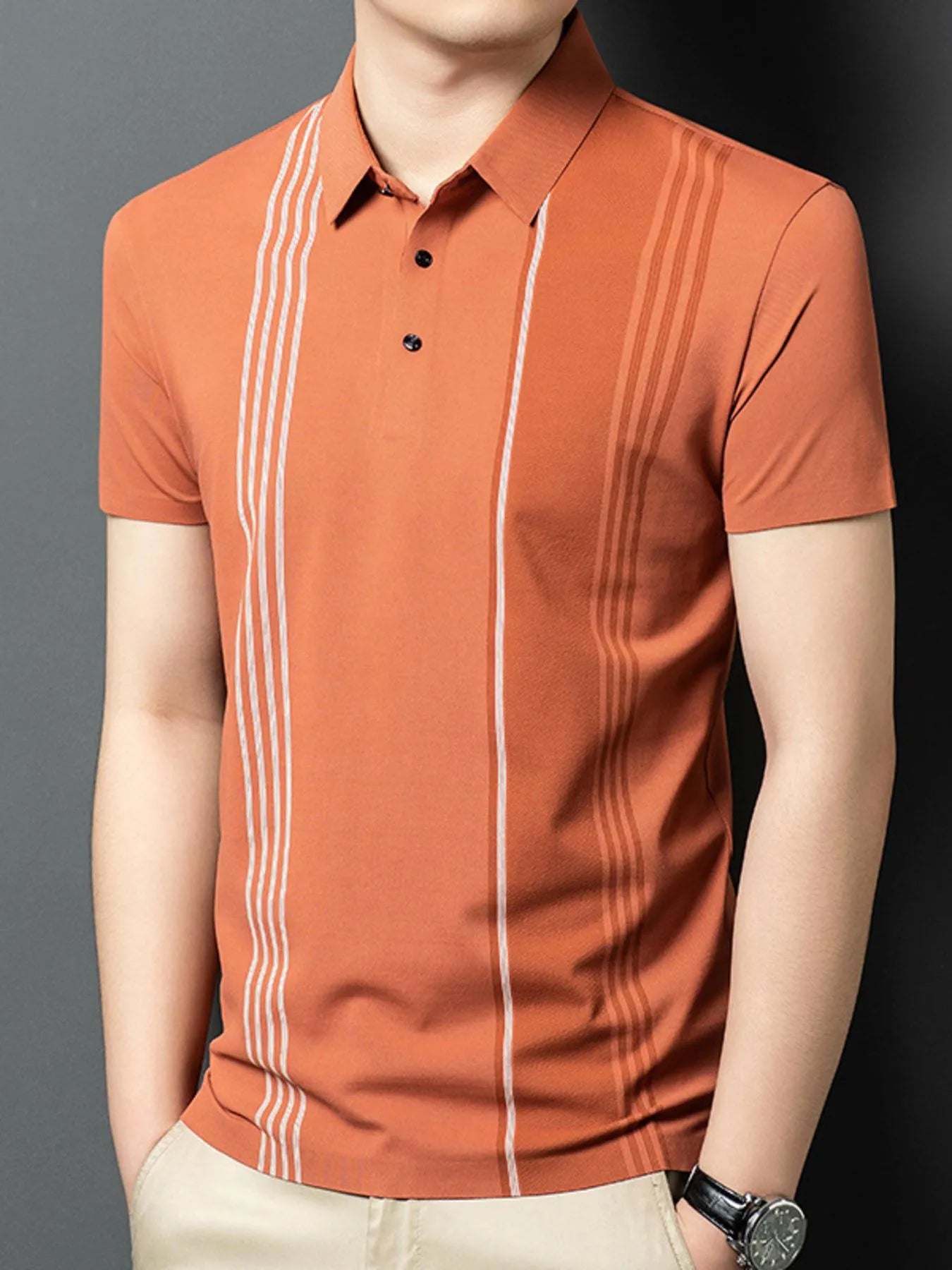 Polo à manches courtes contrastées pour homme grande taille   Elégance District
