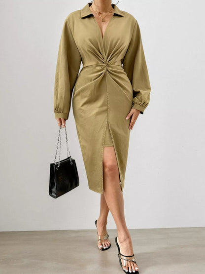 Robe midi fendue sur le devant grande taille  Elégance District