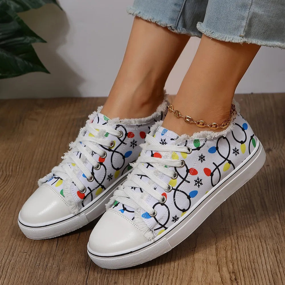 Baskets à bout rond imprimées à ourlet brut   Elégance District