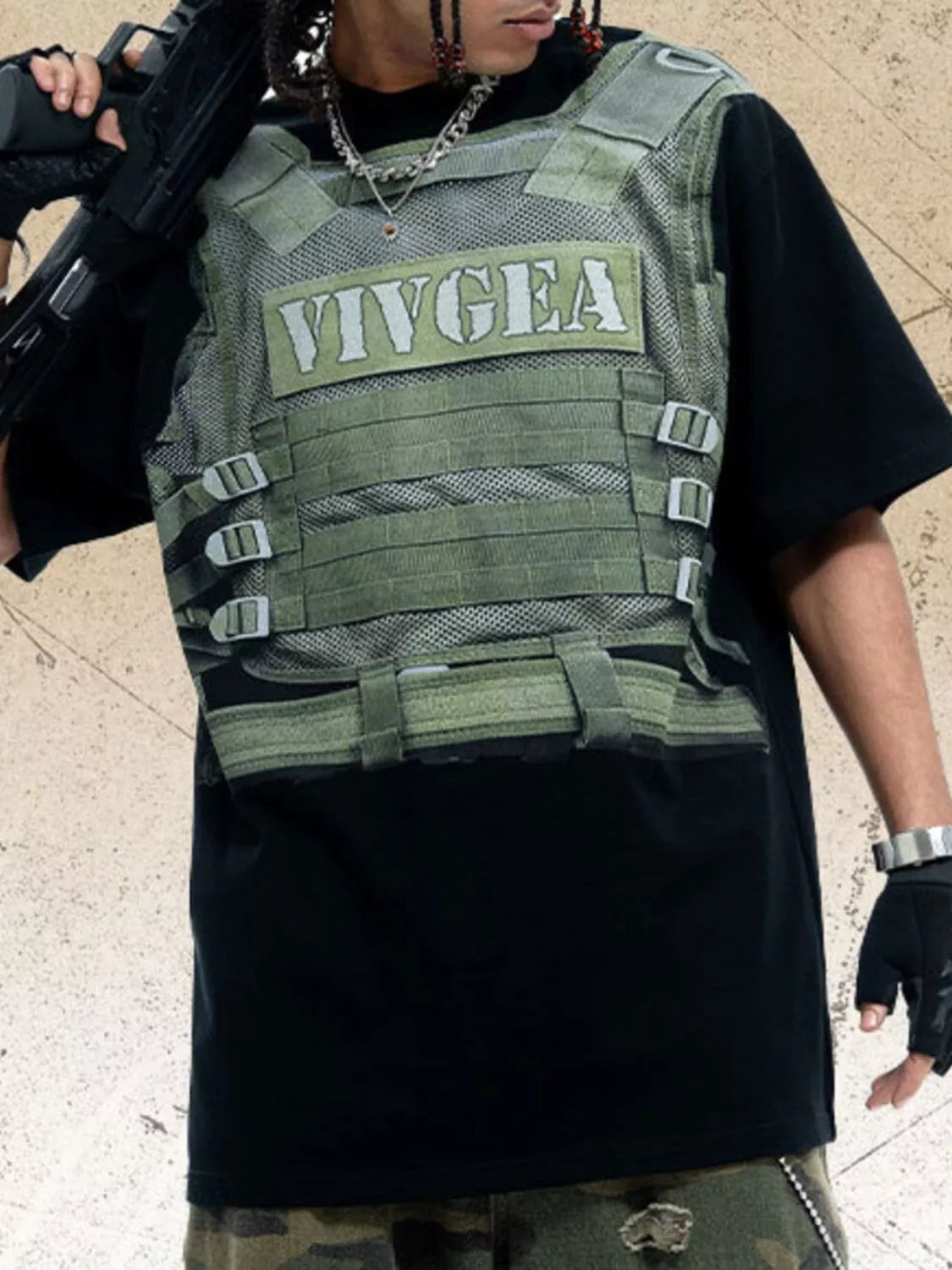 T-shirt imprimé gilet tactique pour homme   Elégance District
