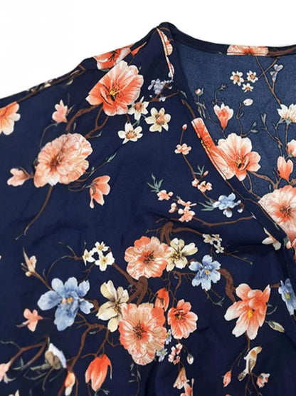 Robe mini à volants et manches à étages imprimée à fleurs    Elégance District