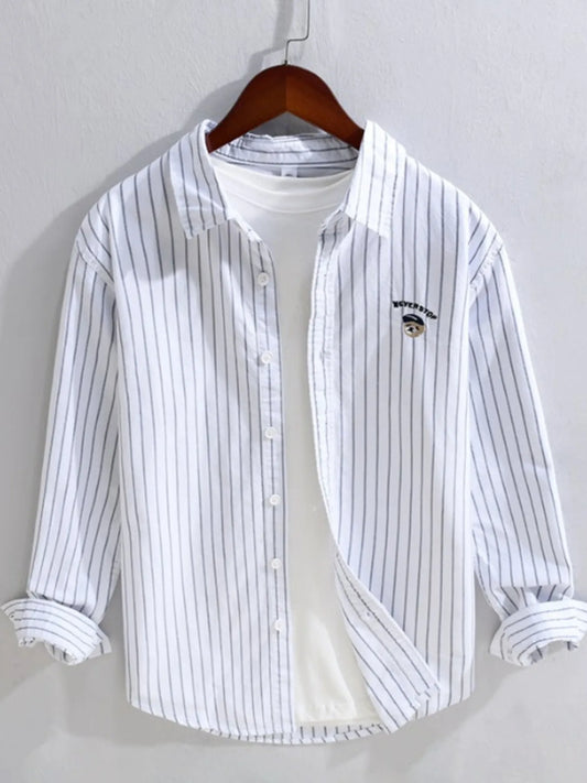 Chemise rayée à manches longues pour homme grande taille    Elégance District