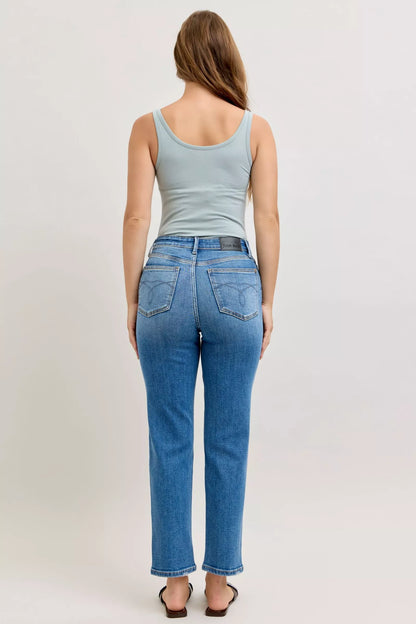 Jean Judy Blue taille haute à jambes droites    Elégance District