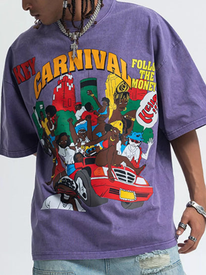 T-shirt à manches courtes et col rond pour homme avec motif graphique