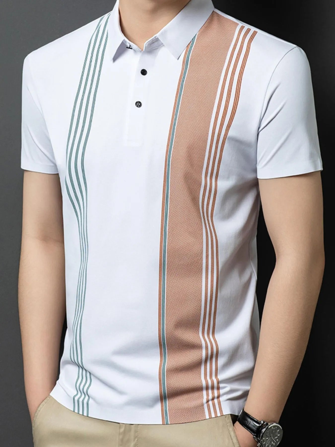 Polo à manches courtes contrastées pour homme grande taille   Elégance District