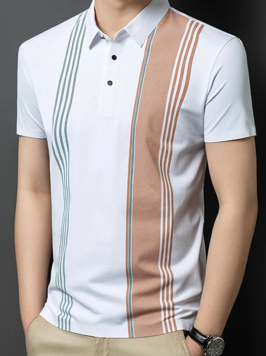 Polo à manches courtes contrastées pour homme grande taille   Elégance District