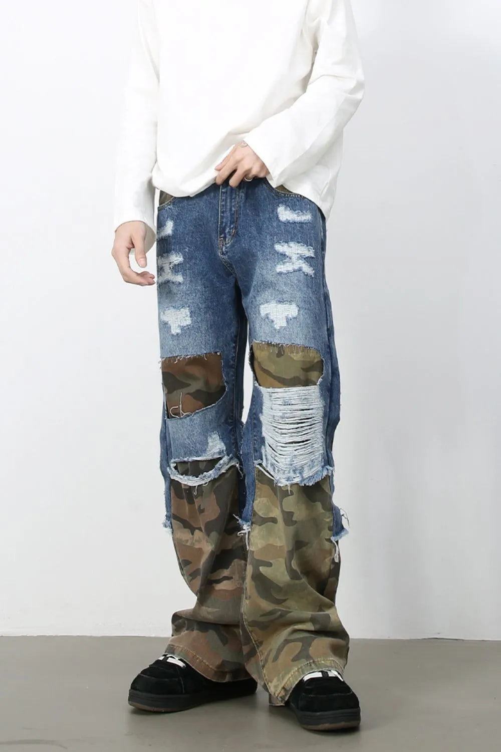 Jean camouflage délavé pour homme   Elégance District