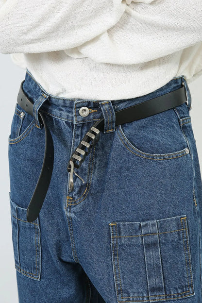 Jean homme taille mi-haute avec poches cargo   Elégance District