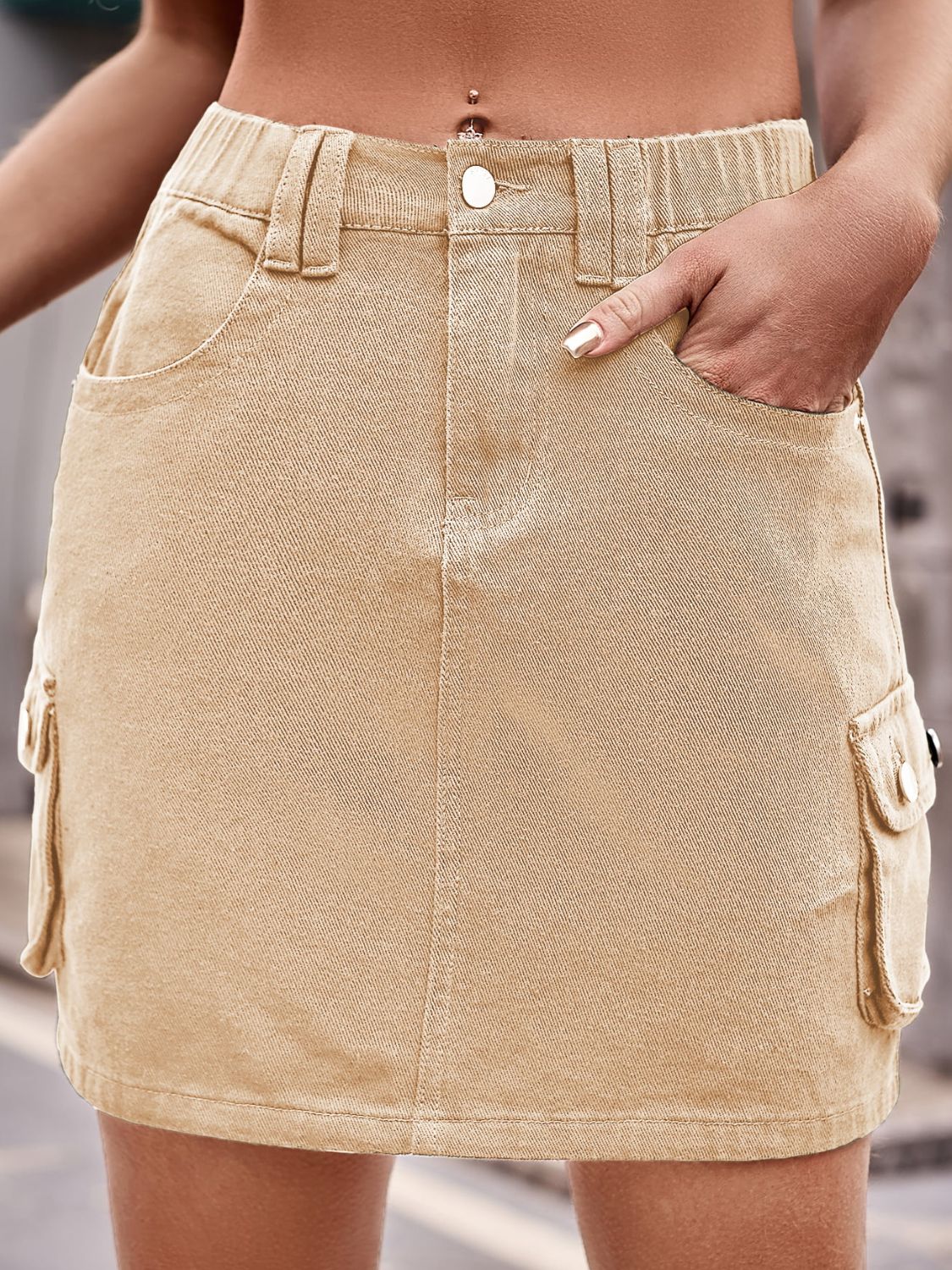Mini-jupe jean avec poches - Élégance District