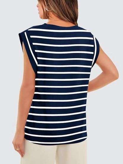 T-shirt Rayé Femme Col Rond - Élégance District