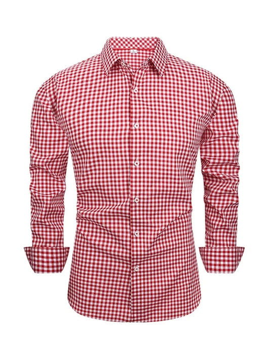 Chemise vichy à manches longues, coupe classique, Elégance District