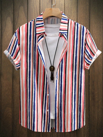Chemise rayée à manches courtes pour homme    Elégance District