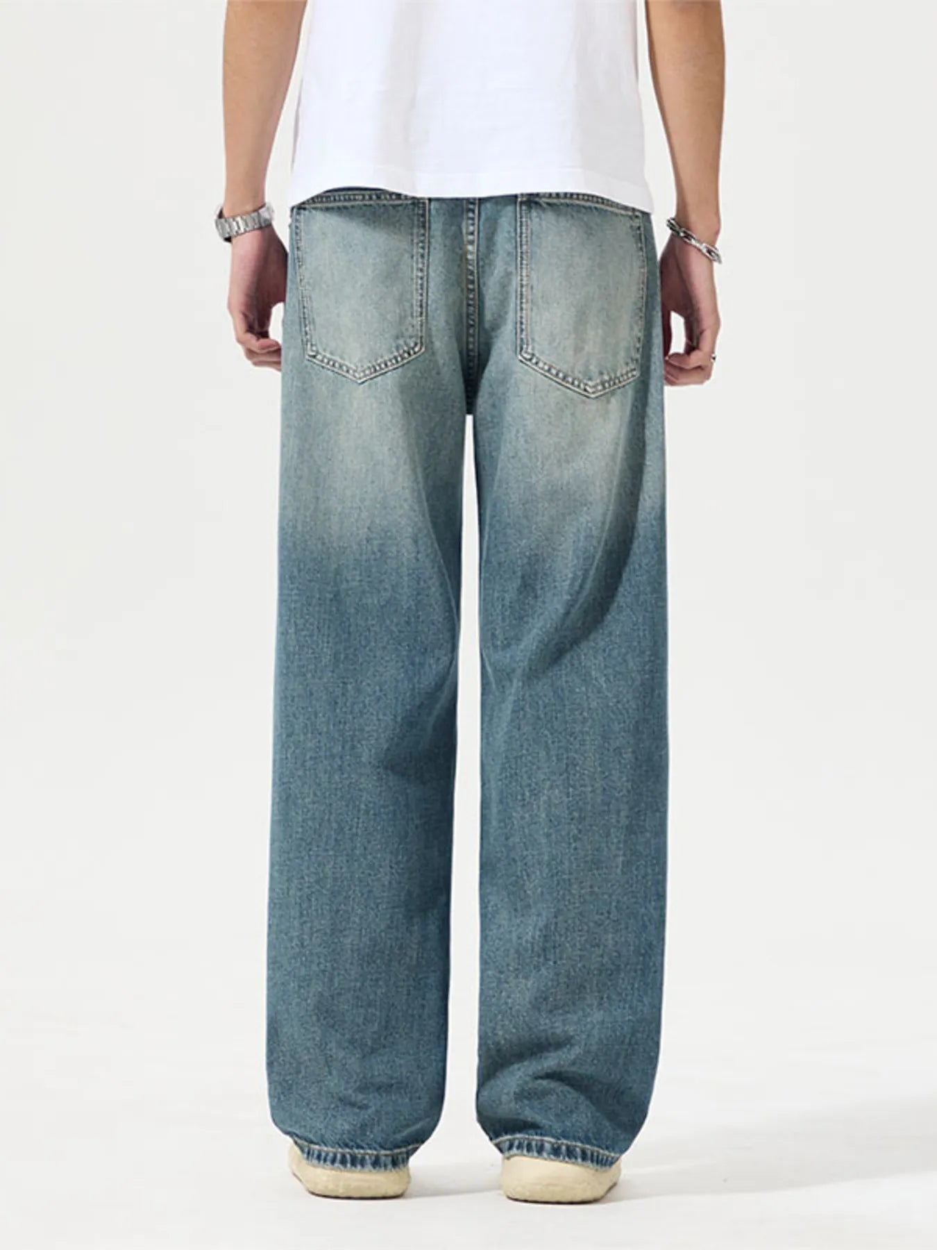 Jeans à jambes larges  détressées, taille pour hommes grande taille Actif   Elégance District