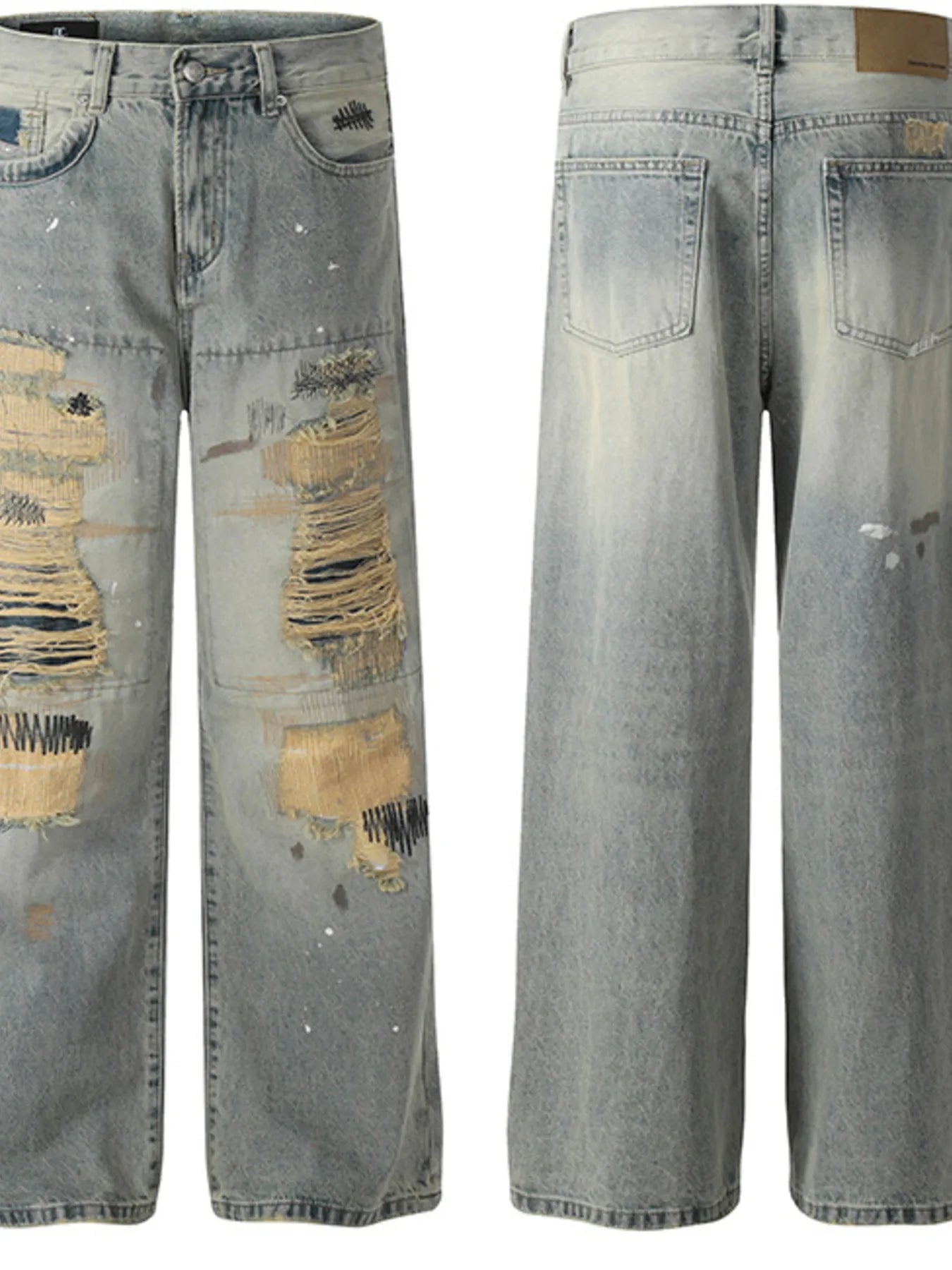 Jean vintage délavé à jambes larges pour homme   Elégance District