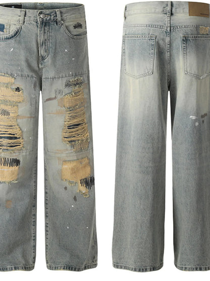 Jean vintage délavé à jambes larges pour homme   Elégance District