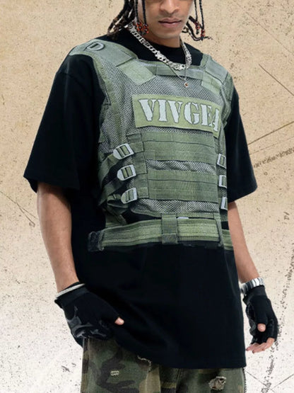 T-shirt imprimé gilet tactique pour homme   Elégance District