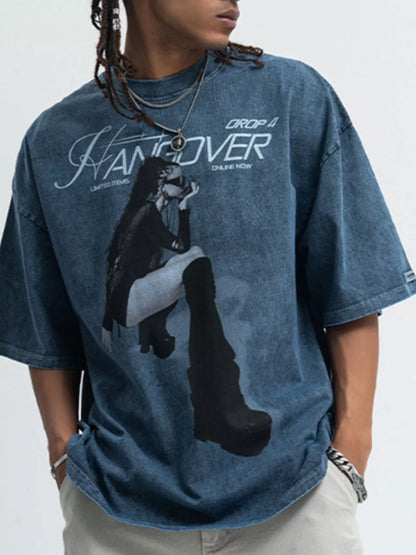 T-shirt à manches courtes et col rond pour homme avec motif graphique