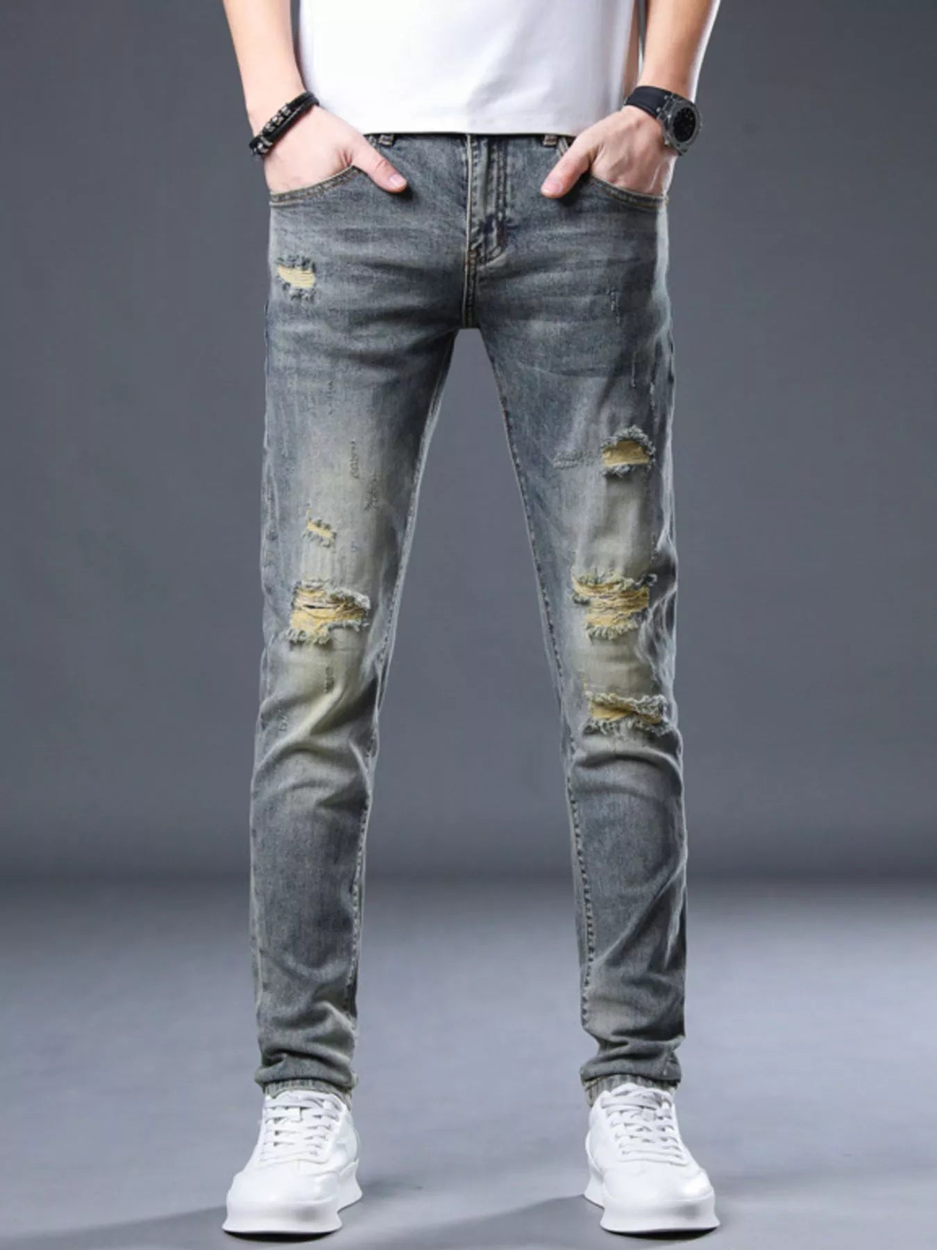 Jeans slim délavés pour hommes   Elégance District