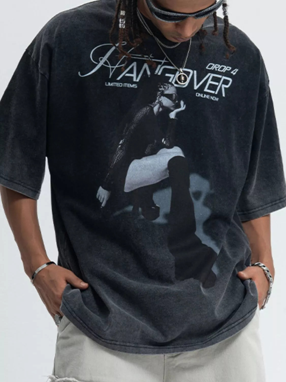 T-shirt à manches courtes et col rond pour homme avec motif graphique