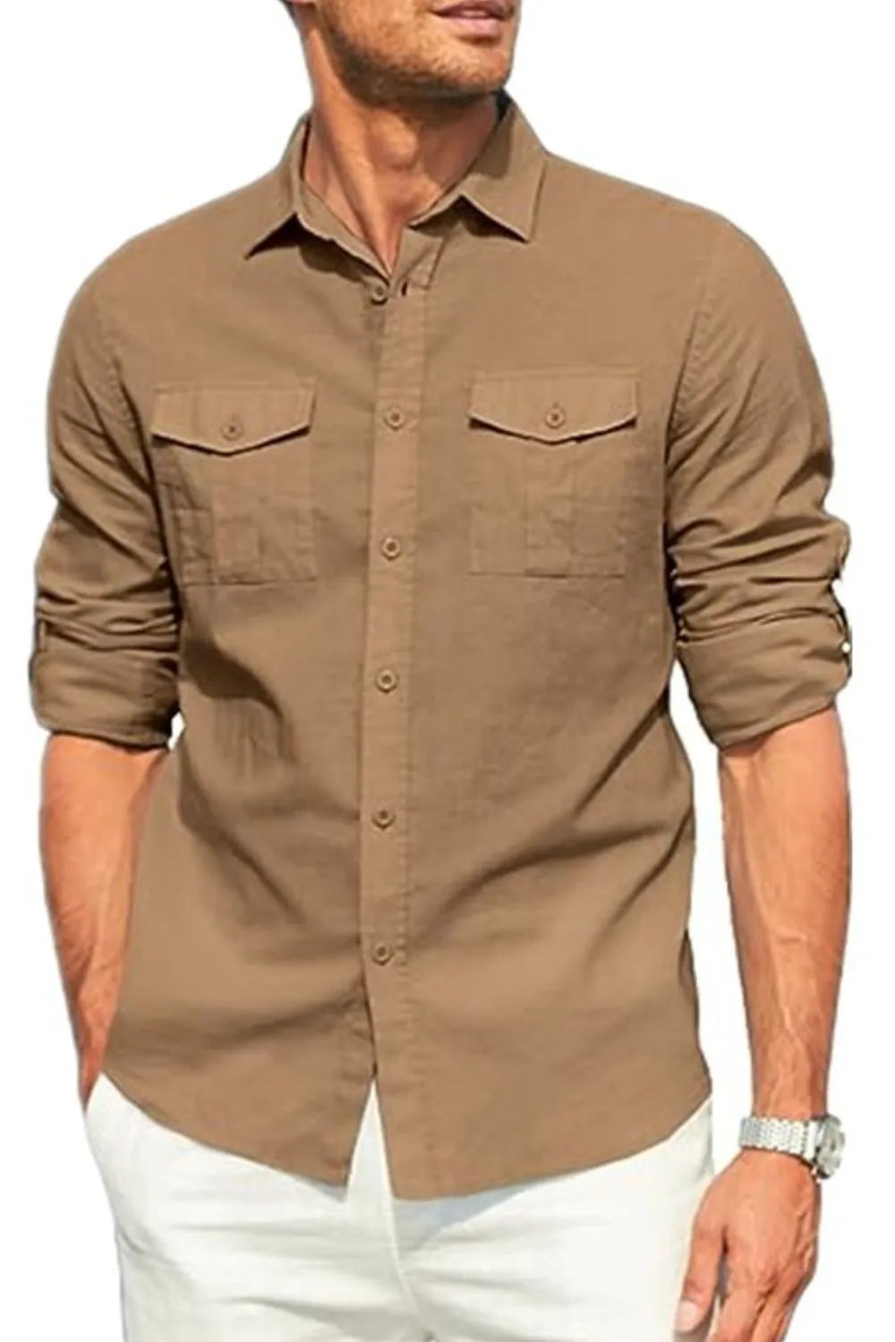 Chemise à manches longues boutonnée pour homme grande taille    Elégance District