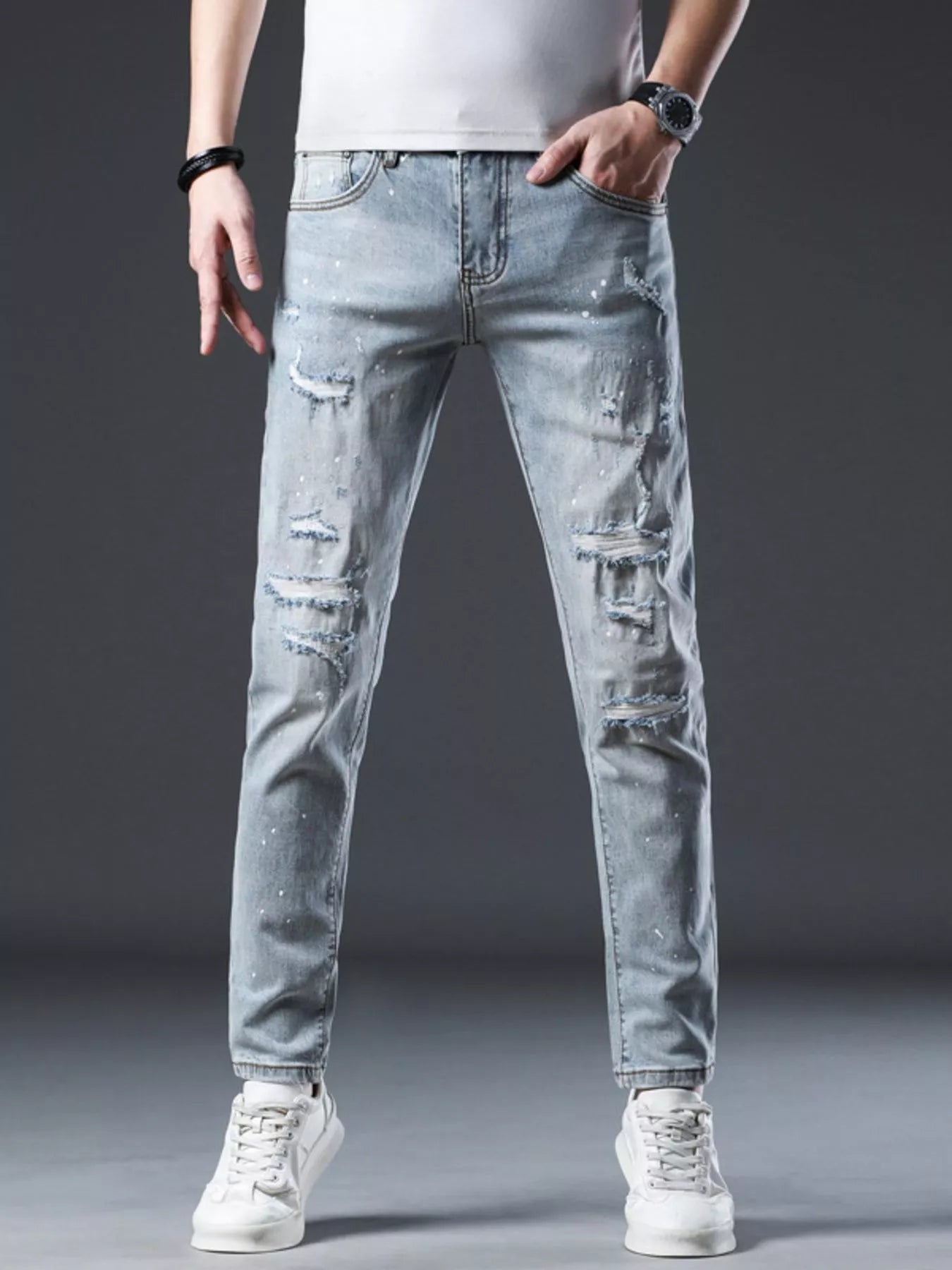 Jeans slim délavés pour hommes   Elégance District