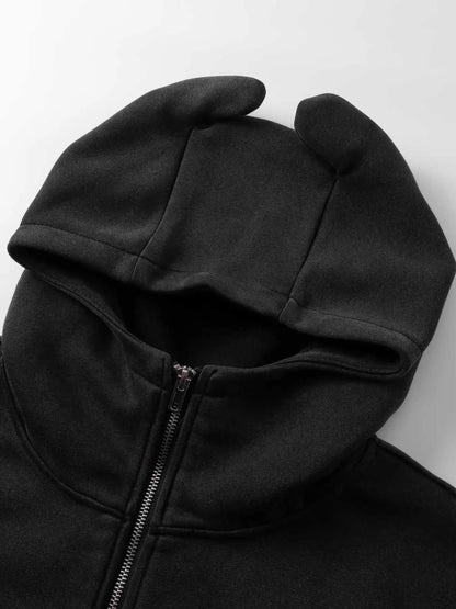 Sweat à capuche zippé avec cornes de diable   Elégance District