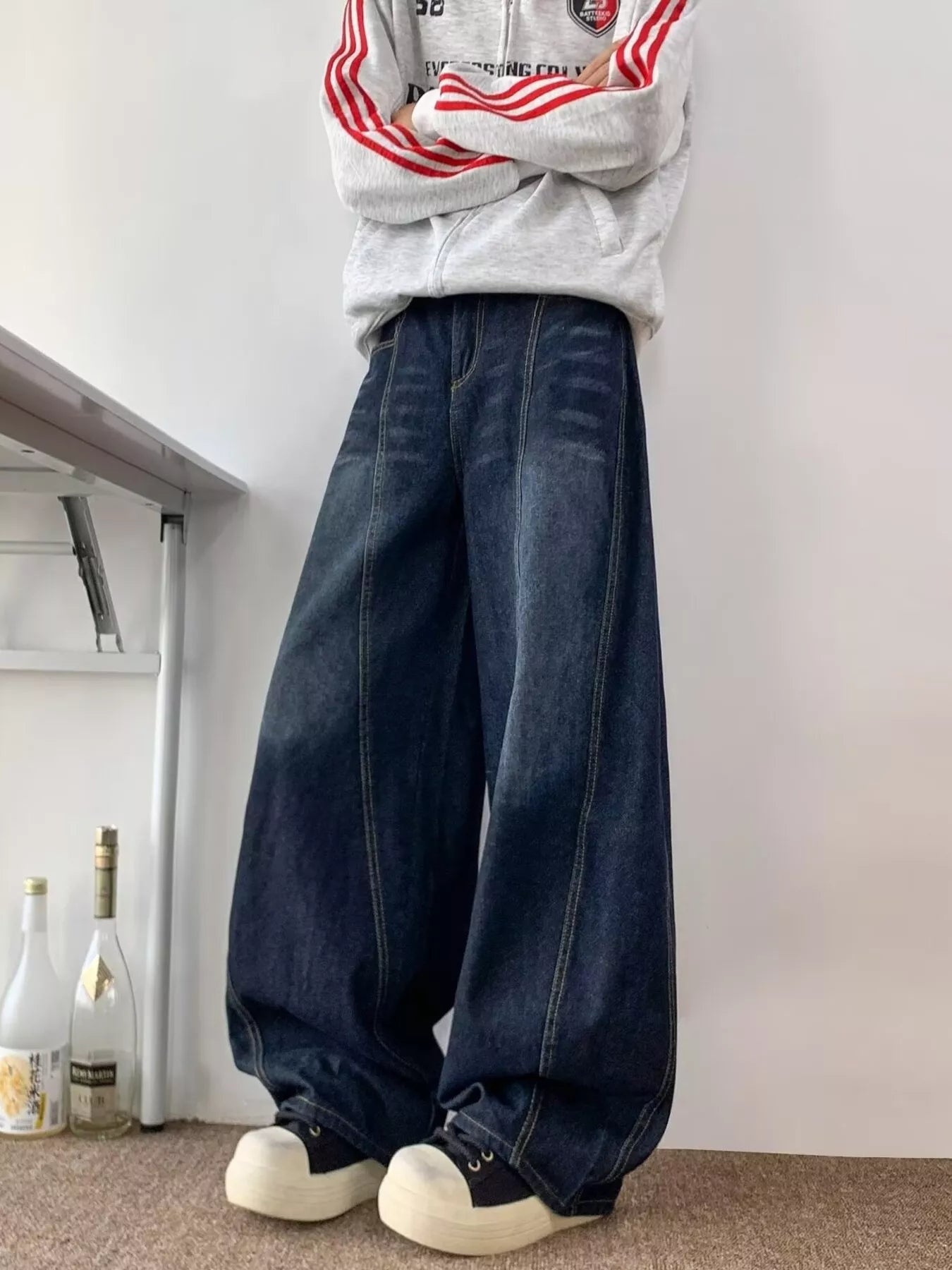 Jeans à jambes larges pour hommes, grandes tailles   Elégance District