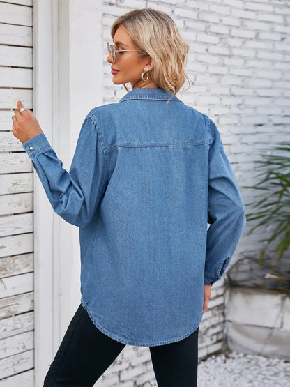 Veste en jean à col boutonné   Elégance District