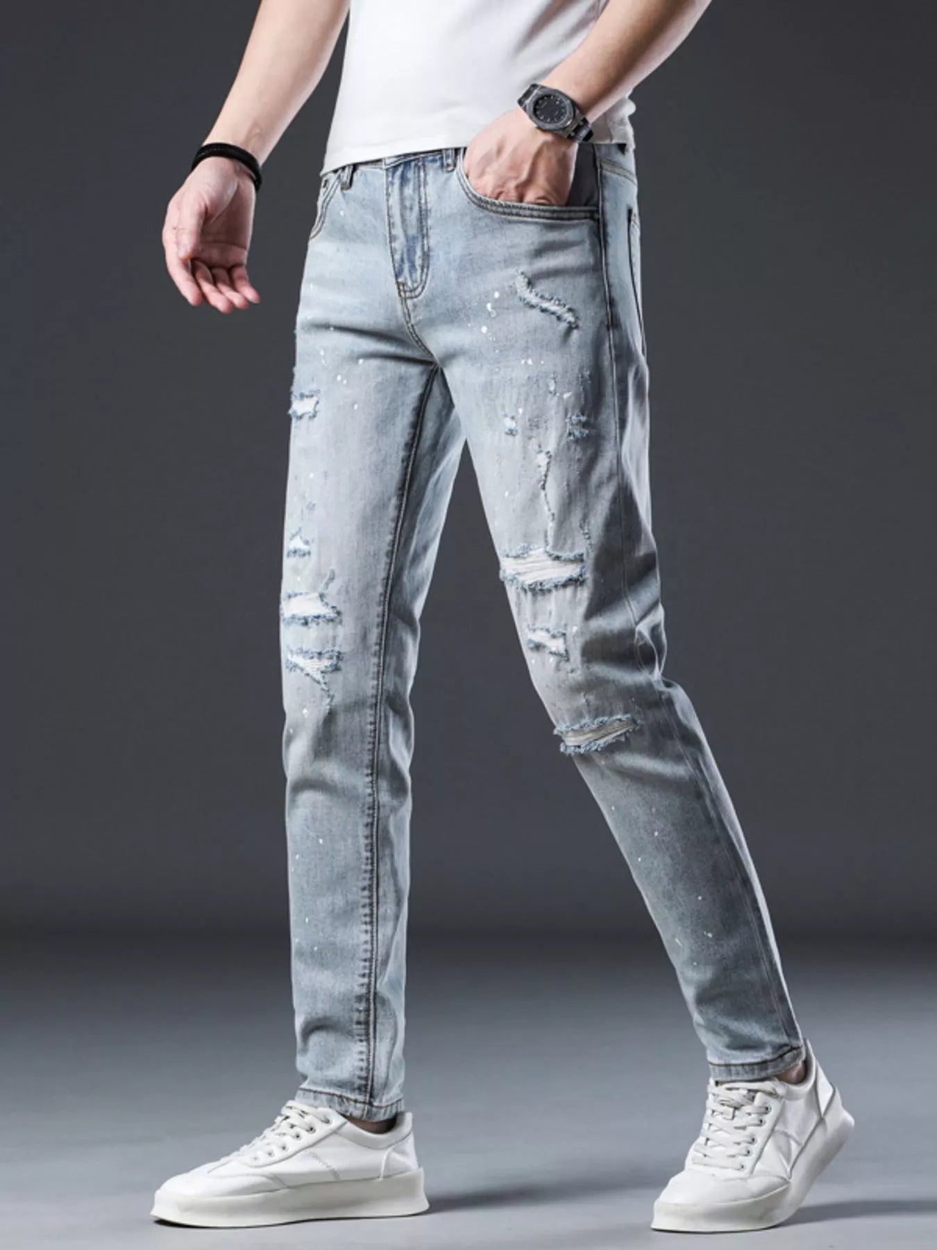 Jeans slim délavés pour hommes   Elégance District