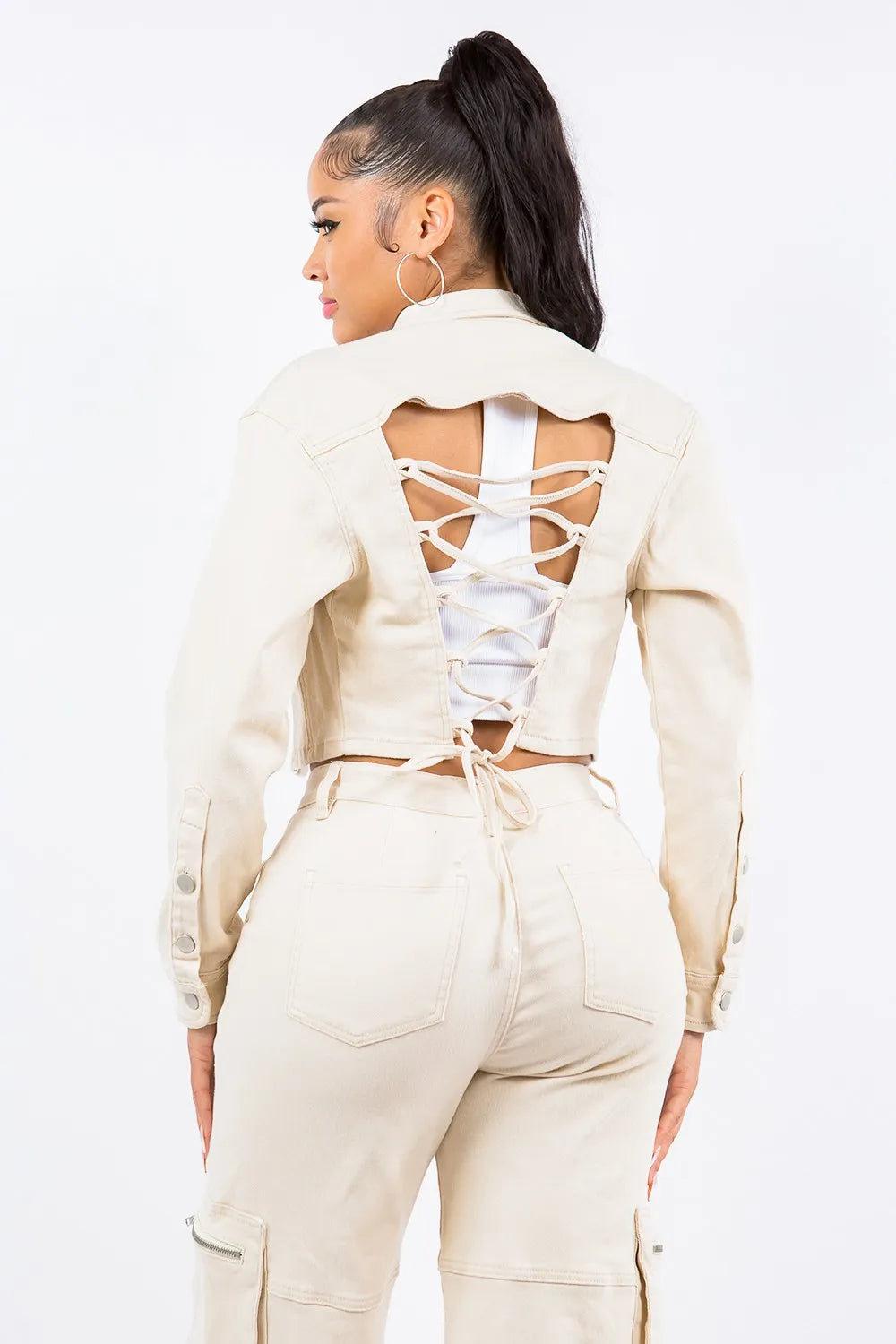 Veste courte à lacets dans le dos American Bazi   Elégance District