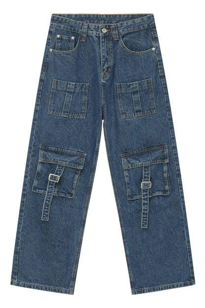 Jean homme taille mi-haute avec poches cargo   Elégance District